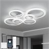 YOLEDY Plafoniera LED Soffitto Moderna Dimmerabile con Telecomando e App, Lampadario Design a 6 Anelli (88cm 40W) per Soggiorno e Camera da Letto - Luce Regolabile 3000K-6500K, Bianco