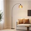 HOMCOM Lampada da Terra ad Arco Moderna con Base in Marmo, Grigio Fumé | Paralume a campana e interruttore a pedale, lampada alta dal design minimalista per soggiorno, camera da letto e studio