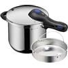 WMF Perfect Plus One Pot - Pentola a pressione a induzione da 6,5 l, con inserto, pentola a vapore con protezione di fiamma, grande segnale di cottura, 2 livelli di cottura, manico rimovibile del