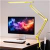 VERSKI Lampada da scrivania a LED, lampada da scrivania per casa, ufficio, protezione degli occhi, lampada diurna, 5 temperature di colore e luminosità regolabili, con adattatore QC 3.0, 12 W, giallo