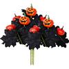 SWEETIME 3 bouquet di zucche artificiali per Halloween, 32 cm, con foglie d'acero nere, rami autunnali artificiali per vaso, tavolo, decorazione per interni, feste di Halloween