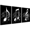 marysgift Set di 3 stampe artistiche da parete su tela, con melodia di note musicali su sfondo nero, stampe artistiche da parete leggere, stampe incorniciate per camera da letto, soggiorno, cucina, 30