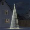 IKAYAA Albero di Natale Luminoso da Esterno 8 Giochi di Luce Struttura in Metallo Puntale a Stella Decorazioni Natalizie Interno Esterno -Bianco freddo-500 cm