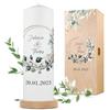 GRAVURZEILE Candela Stampata - Cerchio Floreale - Personalizzata Con Nome e Data per Nozze - Regalo per Sposi - Pilastro di Alta Qualità 250/80 mm - Bianco