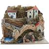 Moranduzzo Paesaggio per Presepe con Natività 3 soggetti 3,5 cm, Ambientazione Rustica Artigianale, 20x14x18 cm - Realizzato a Mano, Scultore M. Landi, Prodotto Ufficiale Made in Italy
