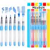 MEEDEN 6 pezzi Pennello per Acquerello Professionali, Acquerello con Serbatoio Riempibile, Penna ad Acqua Acquerello, Pennelli ad Acqua Punta Fine/Media/Grande per Pittura/Acquerelli