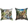 Ulticool - Federa per cuscino, motivo: dinosauro gruppo T-Rex, set di 2 fantasie, 45 x 45 cm, cuscino decorativo senza imbottitura, accessorio per divano e letto, colore: verde