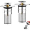 Generic Tappo di scarico universale per lavandino da 34-40 mm, 2 pezzi | Con filtro per capelli, in acciaio inox, per vasca da bagno e cucina, compatibile con lavabo, filtro di scarico