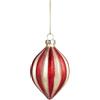 Viron Set 6 Palle di Natale Pendenti in Vetro Soffiato con Decoro a Righe Verticali Bianco e Rosso (1, Goccia Large)