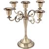 MOUMOUTEN Portacandele in Metallo Candelabro in Lega a 5 Bracci Candeliere | Stile Europeo, Portacandele Antico per la Decorazione Domestica della Festa Nuziale (Argento)(Mio)