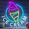 GGAQQ Insegna al neon a forma di gelato per decorazione da parete, luce LED da appendere, alimentata tramite USB, con interruttore dimmerabile, per gelato, furgone, chiosco, negozio, caffetteria