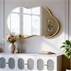 NEUWEABY Specchio da parete irregolare, specchio asimmetrico 50 x 90 cm. Specchi da toeletta grandi e unici, dorati, per il bagno, montati a parete, per ingresso soggiorno