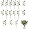 poraceous 15 Pezzi Rami di Ulivo Artificiali, Piante Artificiali Alte 23 cm | Set di 10 Steli Flessibili con 2 Frutti in Schiuma per Ramo, Fogliame Realistico per Vaso, Realistica Rami Decorativi per DIY