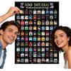 MINGZE Poster da grattare con 100 coppie, arte da parete interattiva con rivestimento antigraffio dorato, poster da parete regalo per San Valentino, idee creative per appuntamenti per coppie sfide