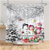 SDOTPMT 90x183cm Inverno Nevoso Paesaggio Tenda doccia Carino Tre Pupazzo di neve Fiocchi Tenda da bagno Natale Nevoso Albero Ramo Tende da doccia per Bagno Tessuto Poliestere con ganci