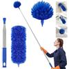 OSDUE Spolverino per Polvere Allungabile 2.12m 2-in-1 per Ventilatore Luci | spolverino telescopico con 1 Manico+1 Piumini+1 spazzola a ragnatela Autoadesivi Spolverino Microfibra Lavabile per soffitto