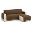 PARAMAISON Copridivano 3 Posti con Penisola Universale Marrone | Trapuntato double face, antiscivolo e pet-friendly, 100% poliestere lavabile per chaise longue DX/SX
