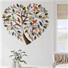 Generic Decorazione artistica da parete, scultura in metallo con uccelli colorati, design a forma di cuore per soggiorno e camera da letto, decorazione decorativa da parete, decorazione per la casa ispirata