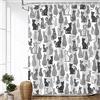 LIVILAN, Tenda da doccia per il bagno, colore nero e bianco, motivo con gatti, con 12 ganci, tenda decorativa, ideale come regalo di San Valentino, 182,9 cm di larghezza x 213,4 cm di altezza