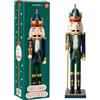 THE TWIDDLERS Schiaccianoci Natale Verde Blu, Grande 50 cm in Legno | Soldatino e Soldato Natalizio 50cm, Christmas Nutcracker Soldier, Statua Pupazzo, Addobbi Natalizi