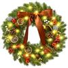Globalink 40 cm Ghirlanda Natalizia per Porta con Luci LED Bianco Caldo | 40 LED, 8 Modalità, Funzioni Timer & Memoria, Impermeabile IP44, Ampia Gamma di Accessori, Alimentato a Batteria