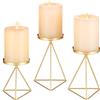 Sziqiqi Portacandele in Metallo Geometrico - Set di 3 Candelabro Moderni in Ferro Oro, Candelieri Candelabri per Candele a Colonna Centrotavola per Soggiorno Festa Natale Halloween Tavolo da Pranzo