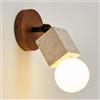 LANTANB Applique da parete vintage in pietra, stile metà secolo, in travertino naturale e noce, con paralume a globo in vetro. Apparecchio unico per bagno, illuminazione ad angolo regolabile per cu