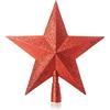 COM-FOUR® puntale per albero di Natale rosso a forma di stella | stella rossa per la punta dell'albero di Natale - decorazione per albero di Natale decorata - decorazione tradizionale