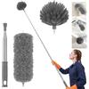 OSDUE Spolverino per Polvere Allungabile 2.12m 2-in-1 per Ventilatore Luci | spolverino telescopico con 1 Manico+1 Piumini+1 spazzola a ragnatela Autoadesivi Spolverino Microfibra Lavabile per soffitto