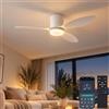 LASANYA Ventilatore Soffitto Luce 52, Soffitto Basso, DC, Bianco | LASANYA Ventilatore Reversibile con App, Luce LED Dimmerabile, 6 Velocità, 3 Pale ABS per Soggiorno e Sala da Pranzo