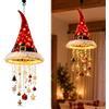 Generic Lampadario illuminato del cappello di Babbo Natale,Lampada a sospensione di | Lampada a forma di cappello di Babbo Natale in morbido peluche rosso con luci a LED calde e bacche di agrifoglio