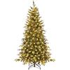 Yaheetech Albero di Natale Artificiale 183cm 1309 Rami PVC+PE 300 LED Verde | 8 Modalità di Luce Calda, Montaggio Rapido a Cerniera, Base Pieghevole Salvaspazio, Ideale per Uso Domestico e Commerciale