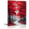HOQIU Quadro Bianco E nero, decorazione parete Dipinto foresta a foglia rossa La Casa Camera da Letto Soggiorno Bagno Cucina Ufficio.(bianco e nero)-30x40cm Incorniciato