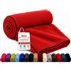 Betz Coperta di pile in colore rosso, Misure: 130 x 170 cm, con anti pilling