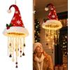 Generic Lampadario illuminato del cappello di Babbo Natale,Lampada a sospensione di | Lampada a forma di cappello di Babbo Natale in morbido peluche rosso con luci a LED calde e bacche di agrifoglio