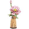 ROWOOD Puzzle 3D in legno, loto rosa in vaso, kit fai da te | Una composizione floreale da creare per scrivania o davanzale, anche Regalo per adulti, amanti delle miniature e dell'arredo