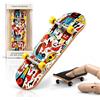 QYEHF Fingerboard professionale in legno d'acero naturale，Graffiti - Nero | Mini skateboard in acero a 5 strati, Da assemblare, per appassionati di skateboard, Regalo di compleanno per adolescenti