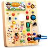 Hoarosall Tavola Attività Fattoria Montessori per Bambini da 1 Anno, Pannello in Legno con 10 Interruttori & 23 LED, Giocattolo Sensoriale di Motricità per Maschi & Femmine da 1 a 4 Anni