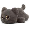 shownicer Peluche a forma di gatto, realistico, 30 cm, nero | Morbido cuscino in peluche a forma di gatto Kawaii, giocattolo, regalo per bambini, adulti, amici, compleanno, Natale