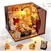 Cuteefun Casa delle Bambole con Vetrina Protettiva Antipolvere e Musica, Kit DIY Miniature con Luci LED (Panetteria)