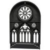 Jiuvaso Finestra Casa Bambola Rosa Decorativa Finestra Miniatura Architettonica Pannello Gotico Modellismo Struttura Adatta per Esposizione Modellini, Nero