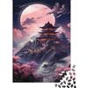 VNXTPQLKWMDJ Architettura Tradizionale di Montagna Puzzle per Adulti Puzzle 1000 Pezzi Notte con Fiori di Ciliegio Rosa Gioco Famiglia Relax Decorazione Regalo 38x26cm/1000pcs
