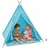 TTISJHK Tenda per bambini, per interni, con tappetino, 120 x 120 x 140 cm, blu | Tenda da gioco per bambini in cotone con catena luminosa a LED, spazio per 1-3 bambini, tenda tepee per la cameretta dei