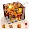 Cuteefun Casa delle Bambole con Vetrina Protettiva Antipolvere e Musica, Kit DIY Miniature con Luci LED (Cartoleria)