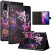 LSPCASA Custodia per Xiaomi Redmi Pad 2 da 11 pollici 2025, in pelle sintetica di alta qualità, compatibile con Redmi Pad 2, con scomparti per carte di credito e funzione leggio, gatto peonie