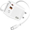 afhgdjr GaN - Caricatore USB C da 120 W, cavo di ricarica rapida con cavo | GaN - Caricatore rapido da viaggio 3 in 1, compatibile con iPhone 17/16/15Pro, Galaxy S25 (bianco)