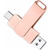 Fascetta Chiavetta USB C da 128 GB, Dual Drive di tipo C e USB 3.2 Gen 1, ad alta velocità, 100 MB/s, per telefoni Android, PC, laptop, Mac (oro rosa)