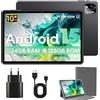 UBDXBD Tablet Android 15 10 Pollici 2026, 24GB RAM (8+16) 128GB, T615 Octa-Core, Widevine L1, WiFi 5, Batteria 6000mAh, Espansione TF 1TB, GPS, Face ID, Doppia Fotocamera 5MP+8MP, Grigio
