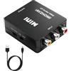 Ouitble Convertitore da RCA a HD multimediale 1080P AV a HD interfaccia multimediale convertitore audio video con cavo di alimentazione USB per PC WII N64 TV PS3 e DVD, supporta PAL/NTSC