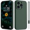 Kukiwhy Custodia in silicone per iPhone 14 Pro con 1 cordino, fodera interna in microfibra sottile per iPhone 14 Pro, protezione completa della fotocamera, antigraffio, per iPhone 14 Pro 6.1, verde